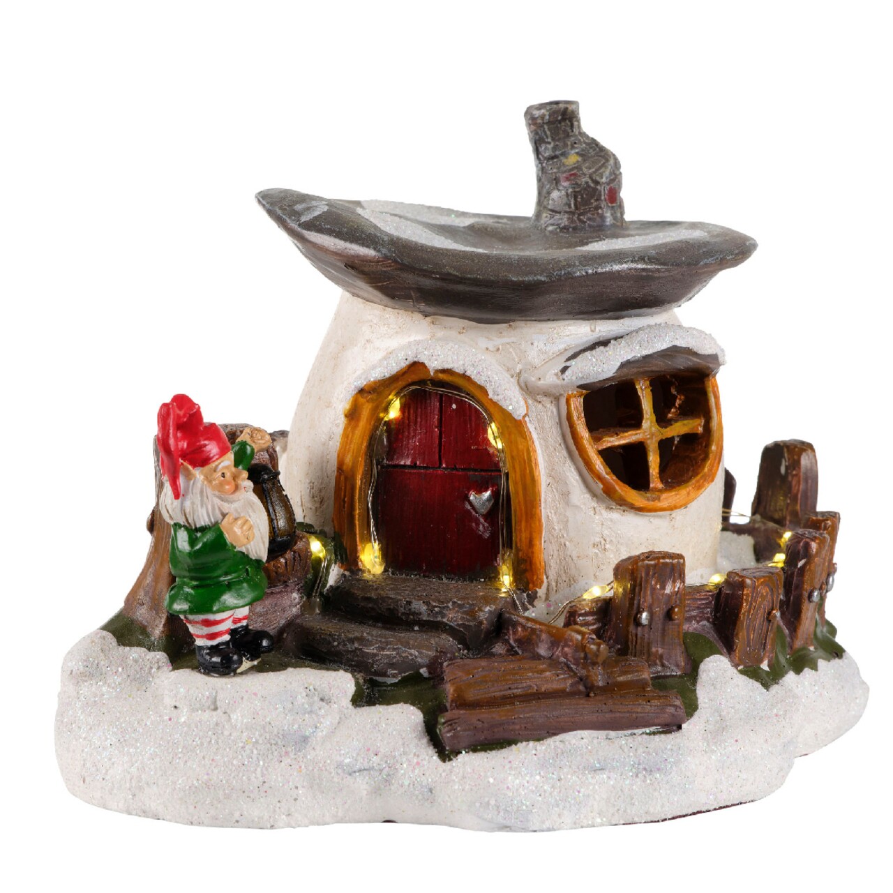 Decoratiune luminoasa Gnome house, Lumineo, 19x14x13 cm, 17 LED-uri, plastic, multicolor - imagine 6
